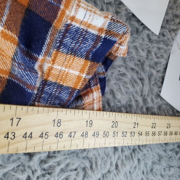 J. Crew Shirt Mens Medium Blue & Orange Plaid Flannel Long Sleeve - Picture 6 of 9